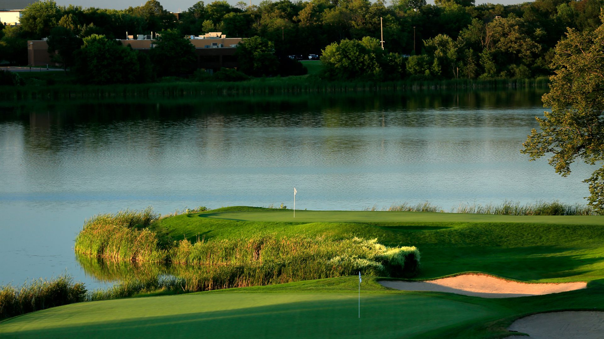 CHASKA, MN - AUGUST 11: The 452 yards par 4, 10th hole with the 7th green behind (the 7th normally plays as the 16th hole) at Hazeltine National Golf Club the host venue for the 2016 Ryder Cup Matches on August 11, 2015 in Chaska, Minnesota. (Photo by David Cannon/PGA of America via Getty Images)