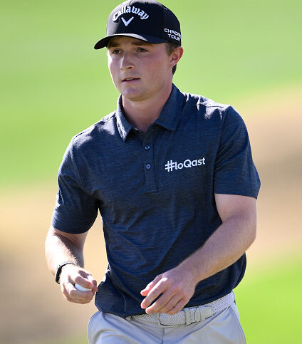 LA QUINTA, CALIFORNIA - JANUARY 23: Blades Brown of the United States walks off the first green during the second round of The American Express 2026 at Nicklaus Tournament Course on January 23, 2026 in La Quinta, California. (Photo by Orlando Ramirez/Getty Images)
