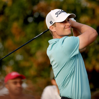BAHRAIN, BAHRAIN - FEBRUARY 01: Calum Hill of Scotland tees off on the 1st Play-Off Hole on day four of the Bahrain Championship 2026 at Royal Golf Club on February 01, 2026 in Bahrain, Bahrain. (Photo by Warren Little/Getty Images)